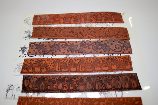 Holiday Border Rubber Stamp Sheet – 7 Unmounted Designs