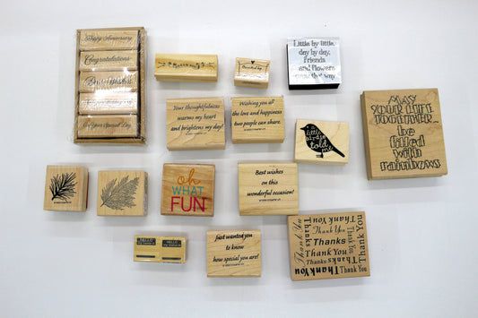 Sentiment & Quote Rubber Stamp Bundle – Wedding, Thank You, Holiday, Everyday Greetings – Secondhand Craft Stamps Lot