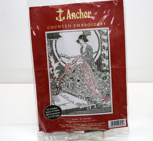 Anchor Counted Embroidery Kit – “By the Fire” (Partially Started)
