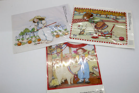 Set of 3 Vintage Iron-On Transfers – Mary Engelbreit & Daisy Kingdom Style | Farm, Garden, & Country Kids | Crafting, Sewing, Quilt Blocks