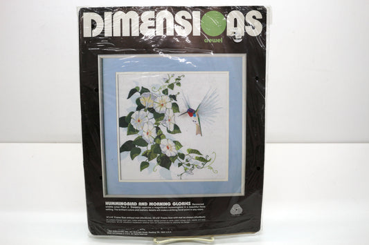 Dimensions Crewel Kit – Hummingbird & Morning Glories 14" x 14" • Vintage Needlework Kit