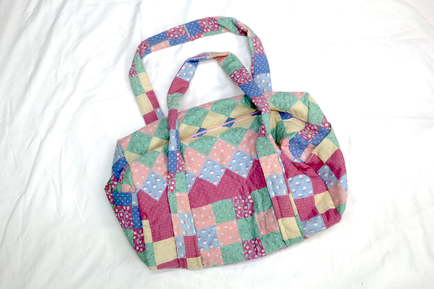 Handmade Quilted Overnight Duffle Bag | Upcycled Blanket Travel Bag | One of a Kind Patchwork Bag