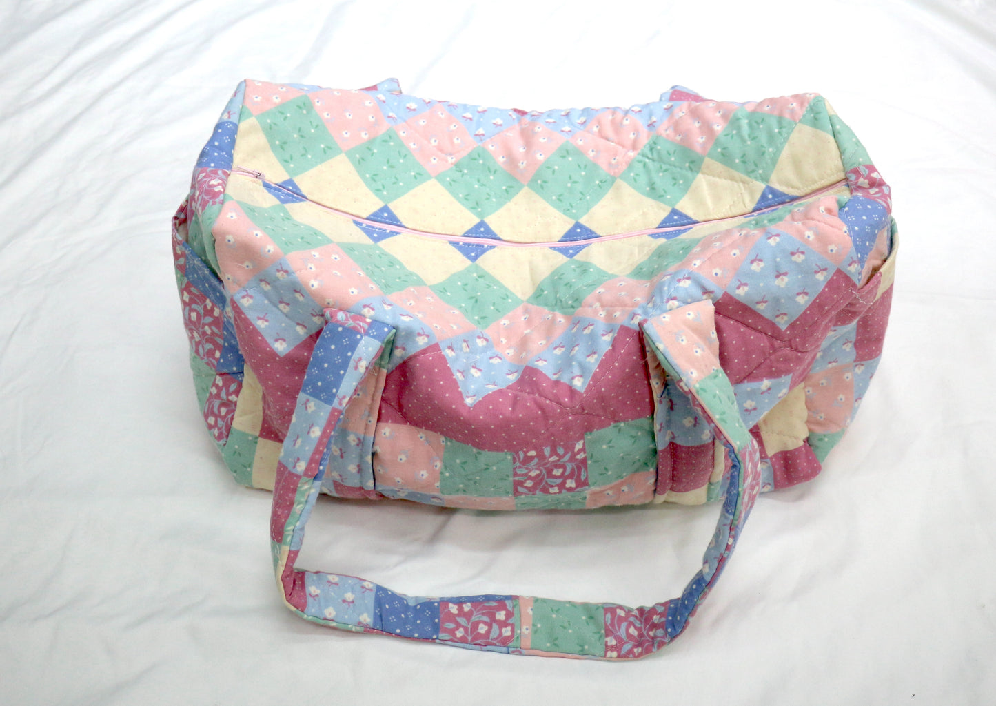 Handmade Quilted Overnight Duffle Bag | Upcycled Blanket Travel Bag | One of a Kind Patchwork Bag