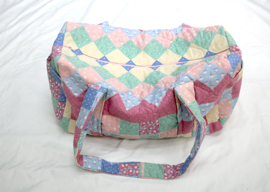 Handmade Quilted Overnight Duffle Bag | Upcycled Blanket Travel Bag | One of a Kind Patchwork Bag