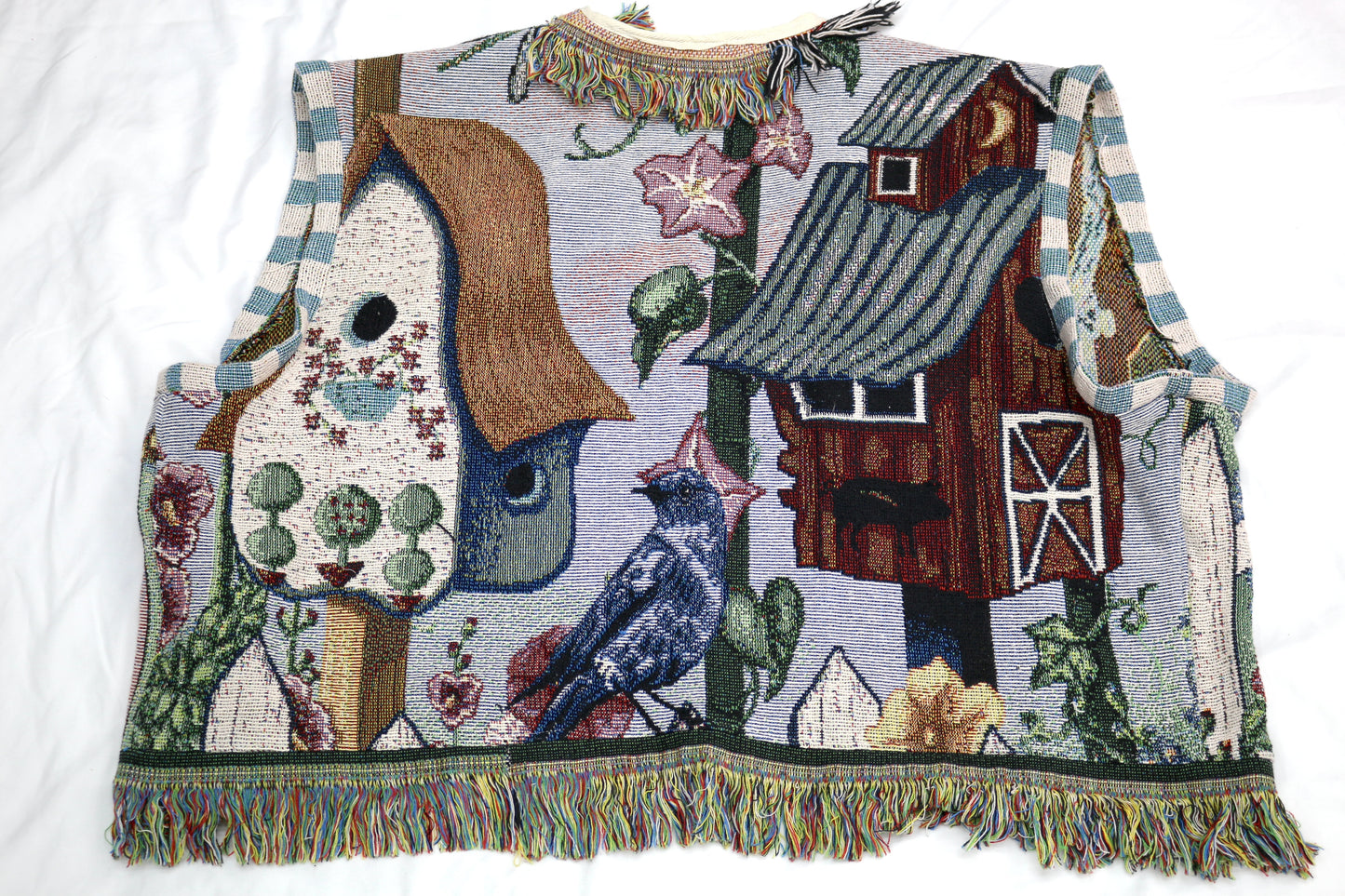 Upcycled Woven Blanket Vest | Handmade Storybook Tapestry Vest | One of a Kind | Fits Up to Women’s Size 22
