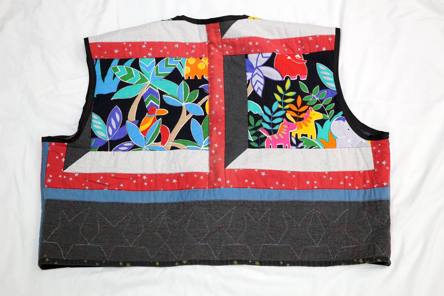 Upcycled Baby Blanket Vest | Handmade Quilted Vest | Playful Animal Print | One of a Kind | Fits Up to Women’s Size 22