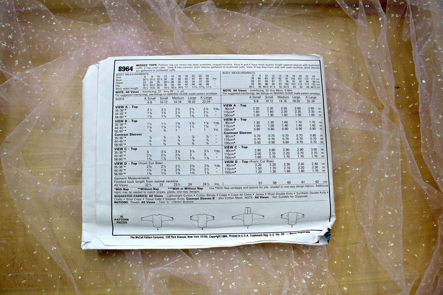 McCall’s 8964 Misses Tops Sewing Pattern Medium