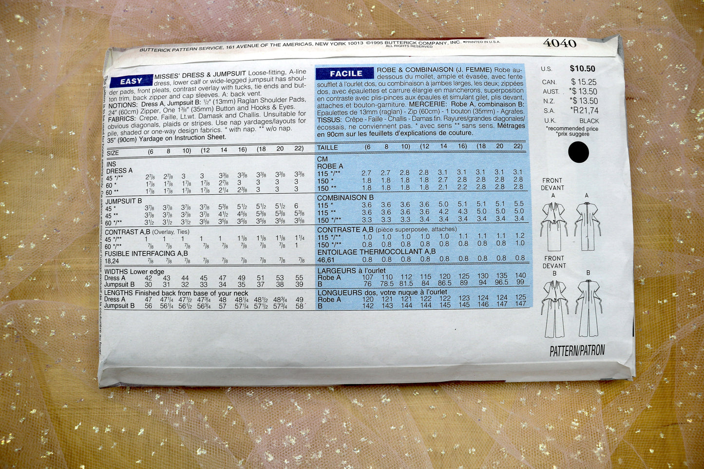 Butterick 4040 Misses Dress & Jumpsuit Sewing Pattern 12-16