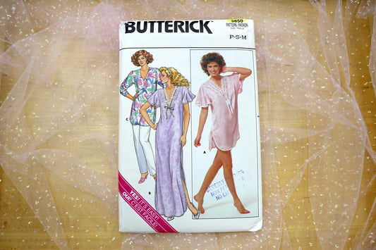 Butterick 3850 Misses Nightshirt & Pants Sewing Pattern 6-14