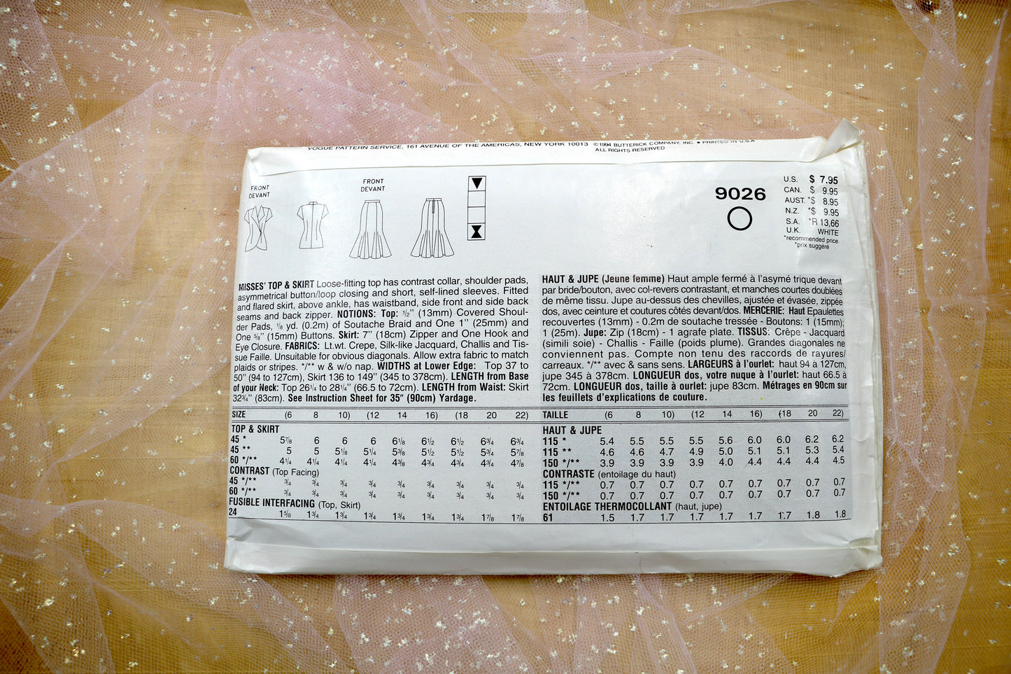 Vogue 9026 Misses Top & Skirt Sewing Pattern 6-18