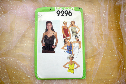 Simplicity 9296 Misses' Set of Lined or Unlined Bias Camisoles Sewing Pattern Large 6-14