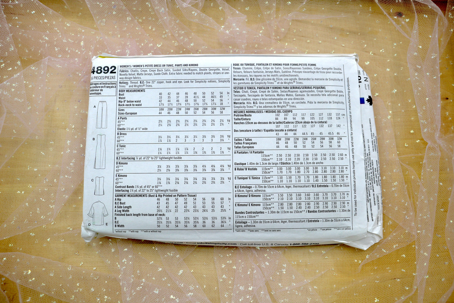 Simplicity 4892  Misses' Dress Sewing Pattern 18w- 24W