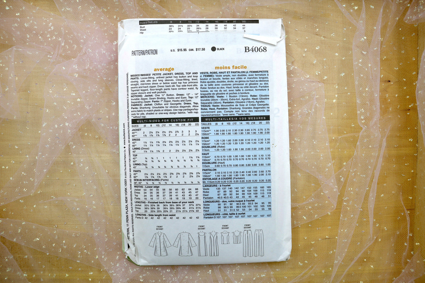 Butterick 4068 Misses' Petite Jacket, Dress, Top & Pants Sewing Pattern 6-22