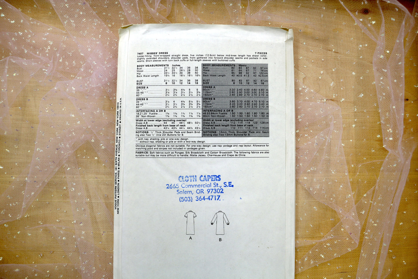 Vogue 7407 Misses' Dress Sewing Pattern 8-16