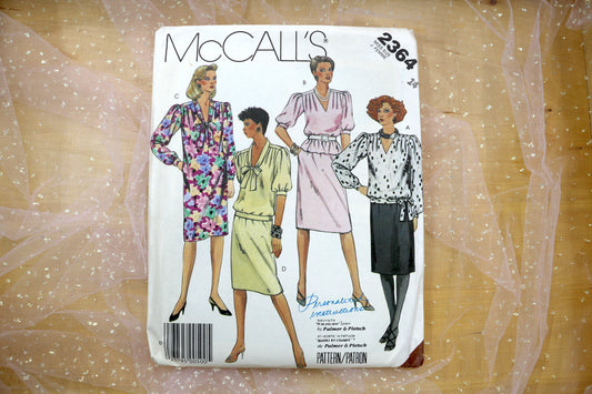 McCalls 2364 Misses' One or Two Piece Dress Sewing Pattern 6-22
