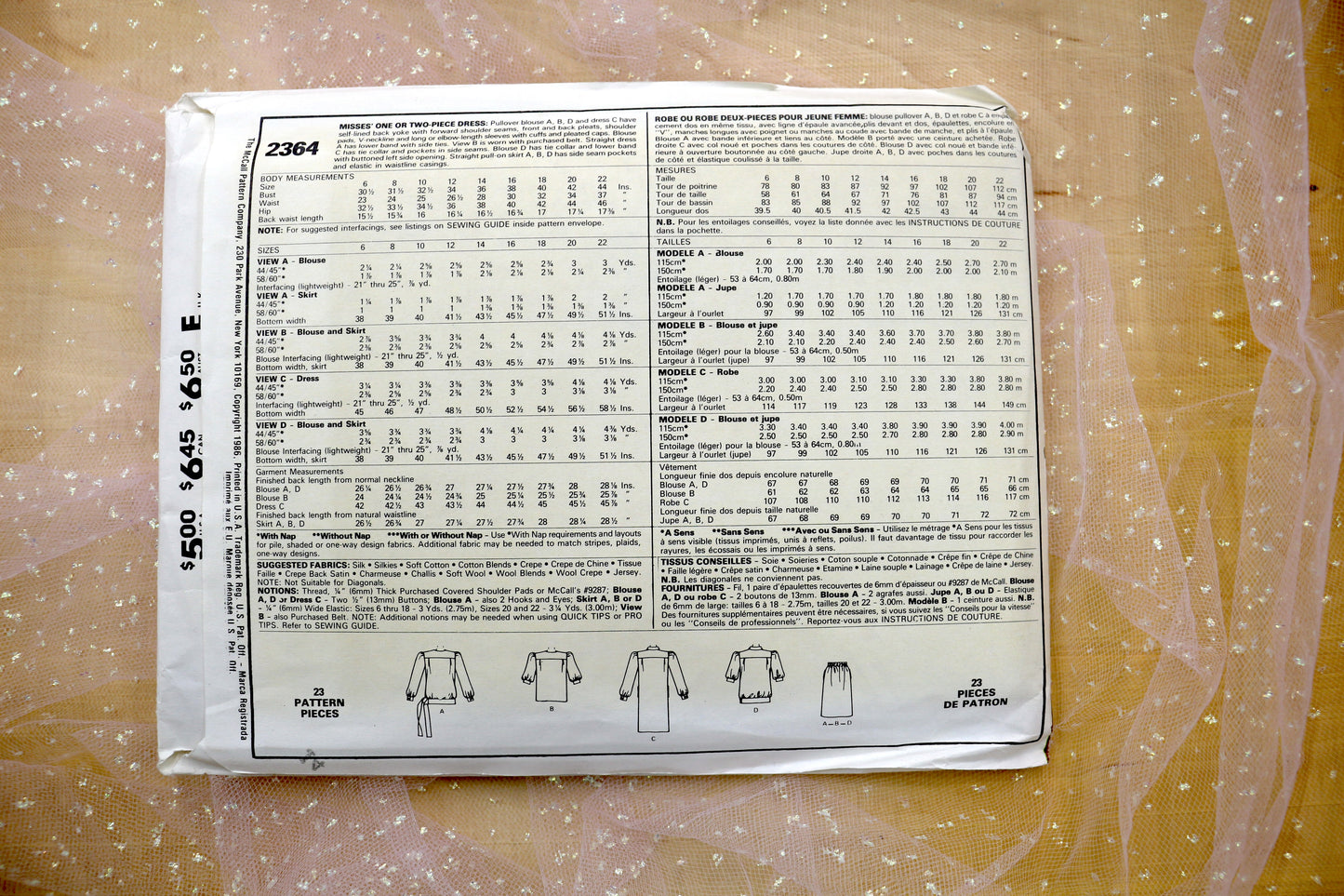 McCalls 2364 Misses' One or Two Piece Dress Sewing Pattern 6-22