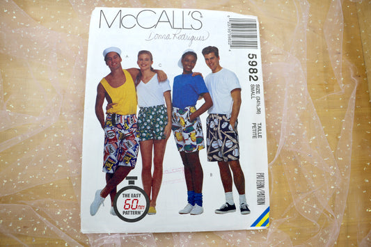 McCalls 5982 Misses', Mens, or Teen Boys' Boxer Shorts in Three Lengths Sewing Pattern