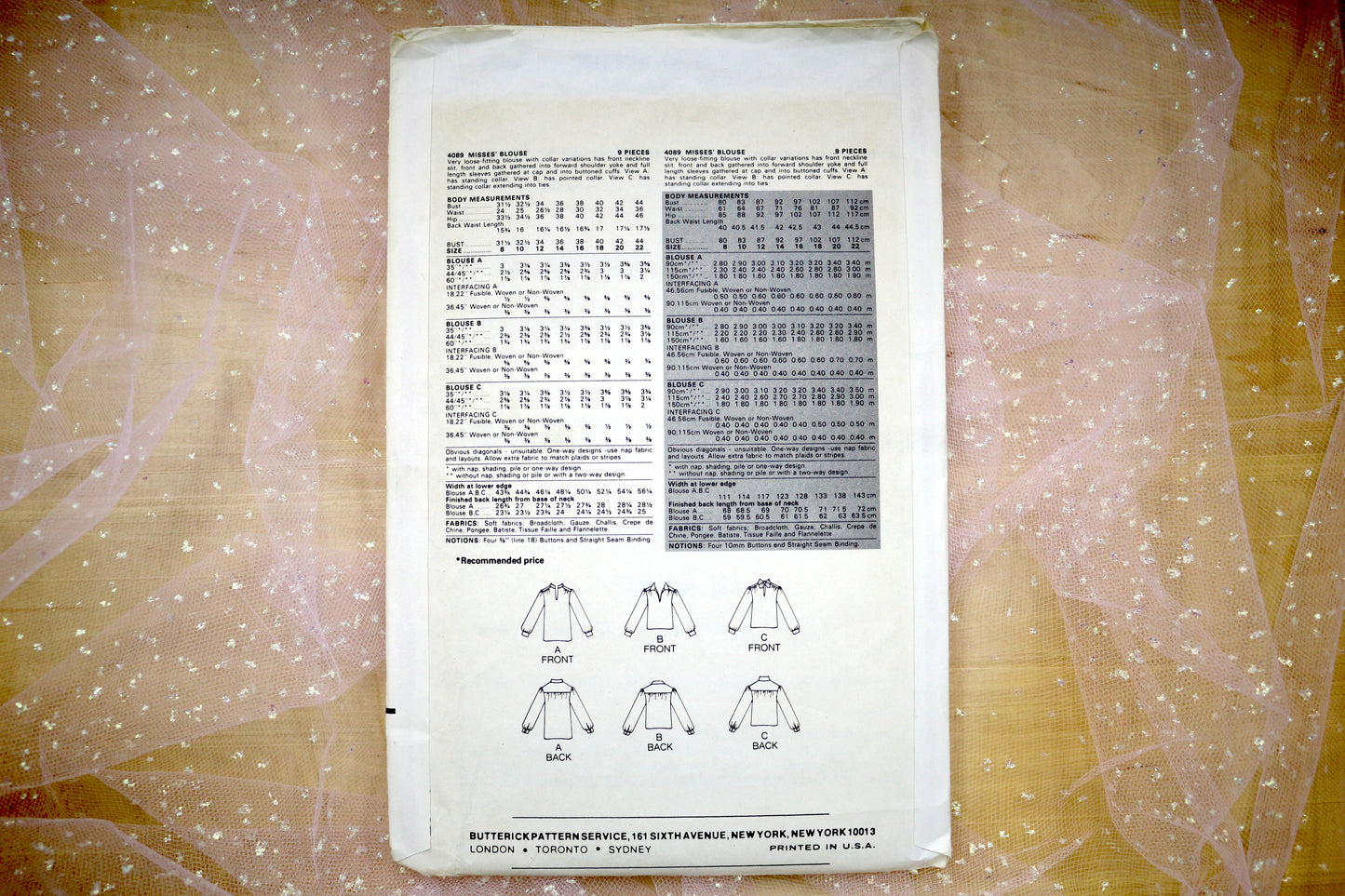 Butterick 4089 Misses' Blouse Sewing Pattern 8-22