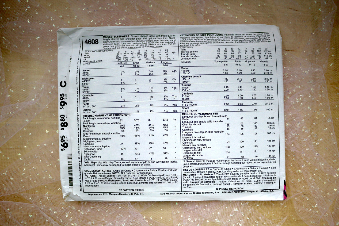 McCalls 4608 Misses' Sleepwear Sewing Pattern 6-20