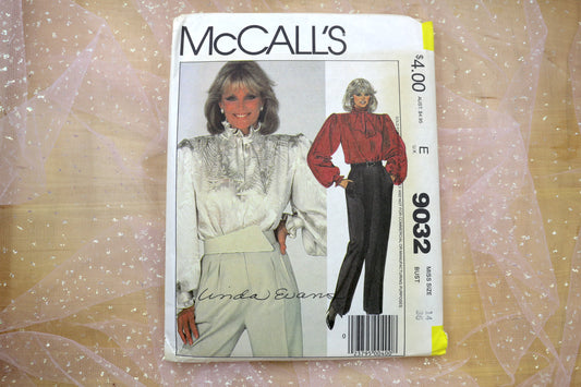 McCalls 9032 Misses' Blouse, Tie and Pants Sewing Pattern 6-18