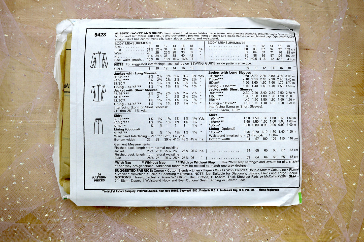 McCalls 9423 Misses' Jacket & Dress Sewing Pattern 8-18