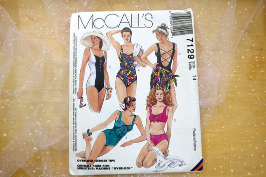 McCalls 7129 Misses One or Two Piece Swimsuits Sewing Pattern 8-24
