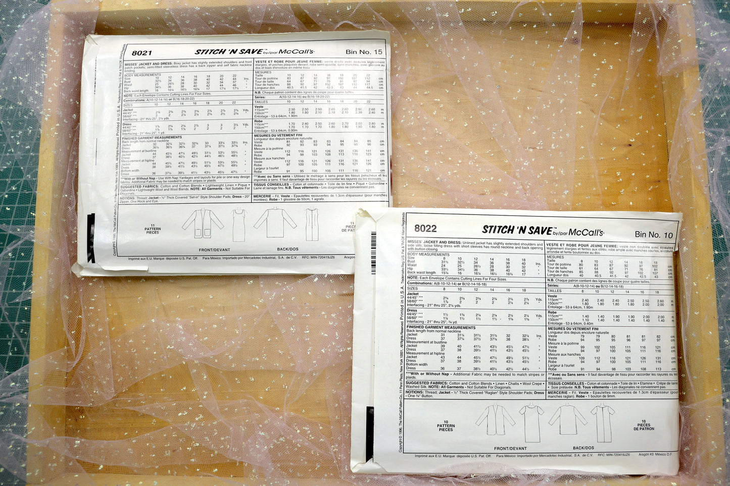 McCalls 8021 & 8022 Misses Jacket and Dress Sewing Pattern Bundle 10-22