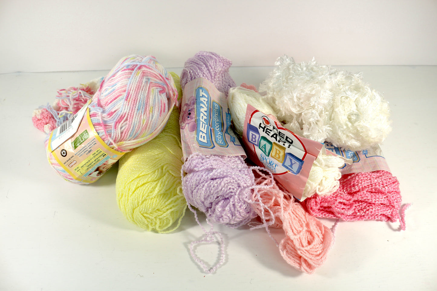 Big Pastel Yarn Bundle – Mixed Texture Yarn Lot, Baby Yarn, Fuzzy & Sparkle Yarn for Crochet, Knitting & Crafts