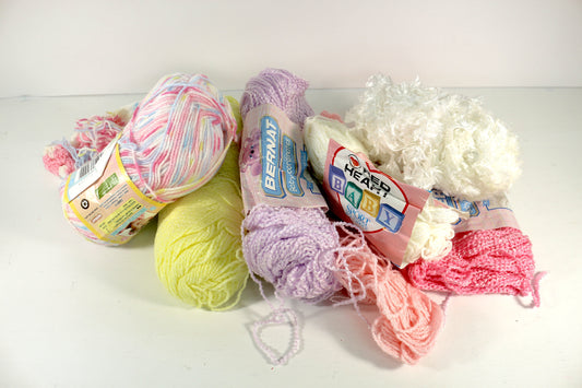 Big Pastel Yarn Bundle – Mixed Texture Yarn Lot, Baby Yarn, Fuzzy & Sparkle Yarn for Crochet, Knitting & Crafts
