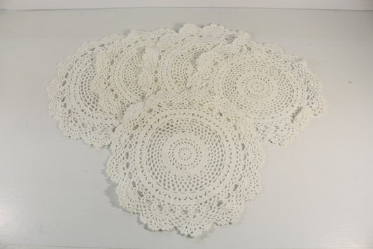 Cotton Doily Bundle – Crocheted White Doilies