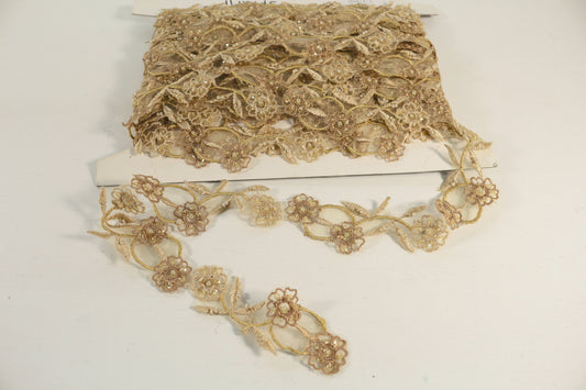 Vintage Floral Lace Trim on Spool – Beaded & Embroidered