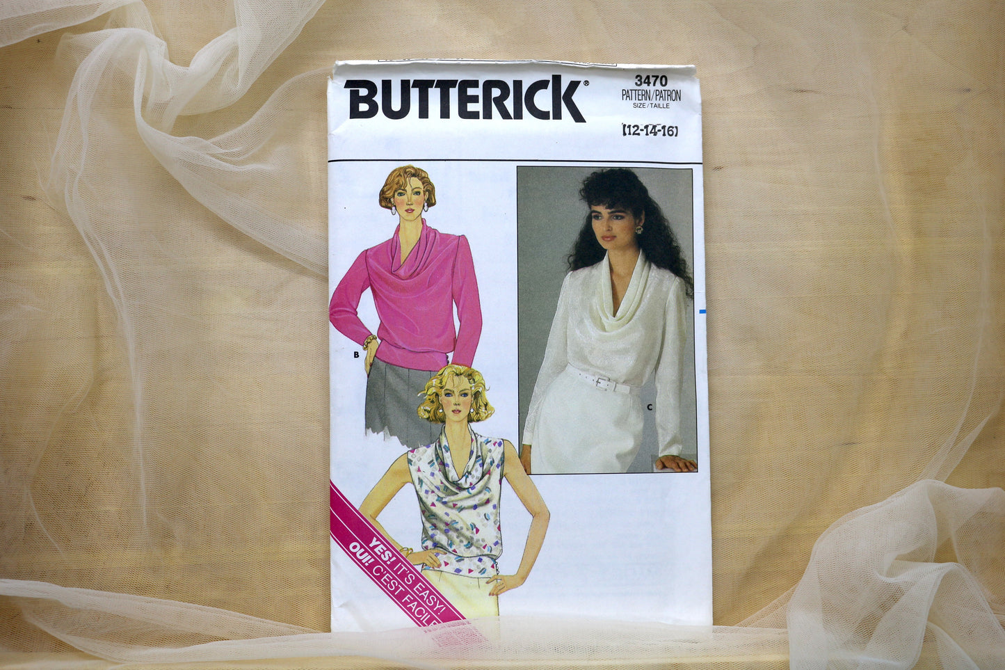 Butterick 3470 Misses Loose Fitting Blouse Sewing Pattern size- 12-16