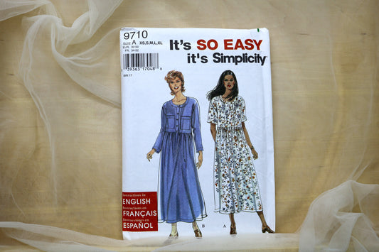 Simplicity 9710 Misses Dress Sewing Pattern size- XS-XL