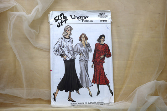 Vogue 9964 Misses Top & Skirt Sewing Pattern size- 6-10