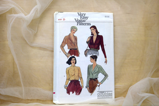 Vogue 7460 Misses Blouse Sewing Pattern size- 12-14