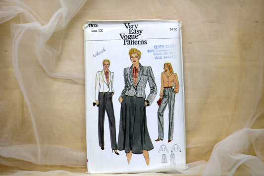 Vogue 7513 Misses Jacket, Pants and Top Sewing Pattern size- 12