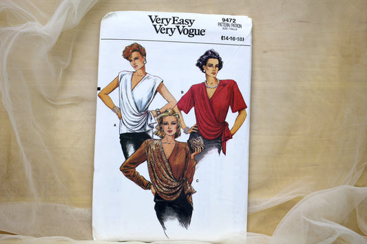 Vogue 9472 Misses Top, Blouse Sewing Pattern size- 14-16