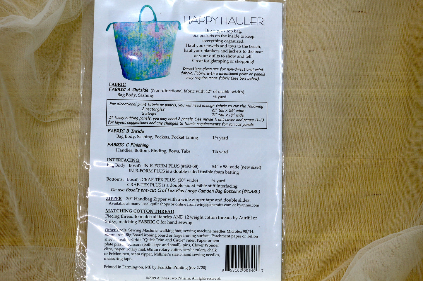 Aunties Two Patterns Happy Haulers Sewing Pattern