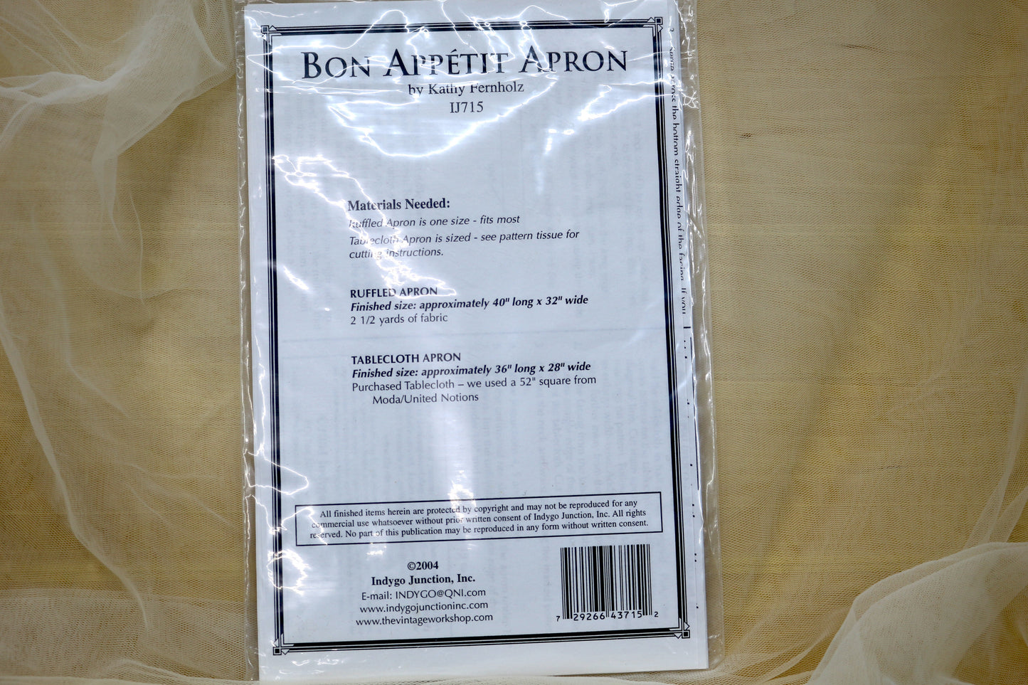 Bon Appetit Apron Sewing Pattern
