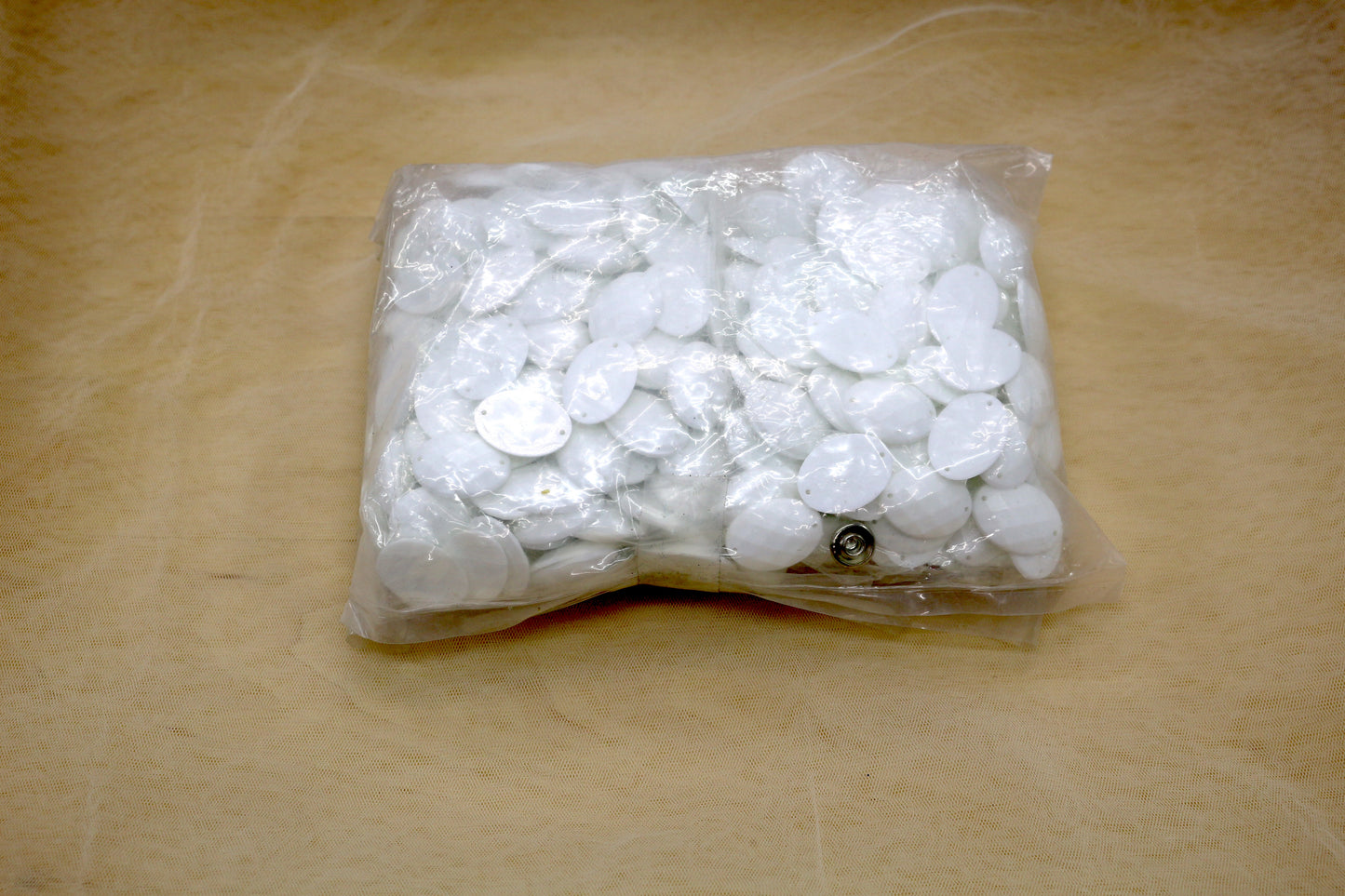 Flat Oval White Beads – 1 Pound Lot
