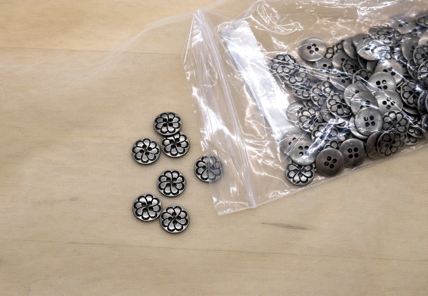 Metal Flower Buttons – 1 Pound Lot