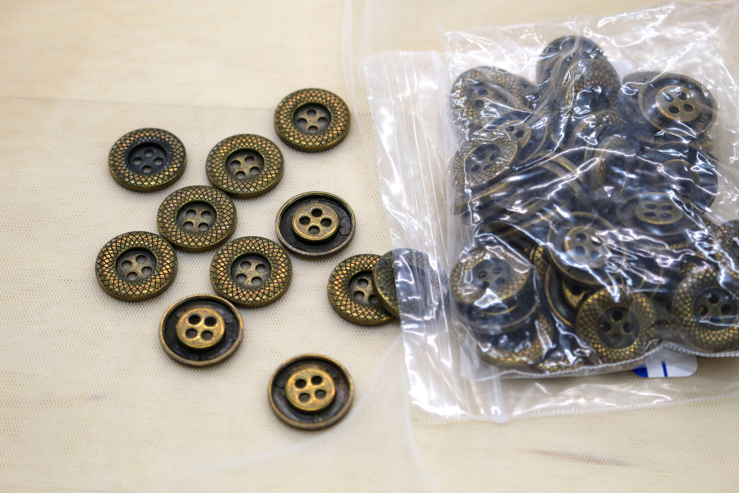 Antique Brass Metal Buttons – Textured