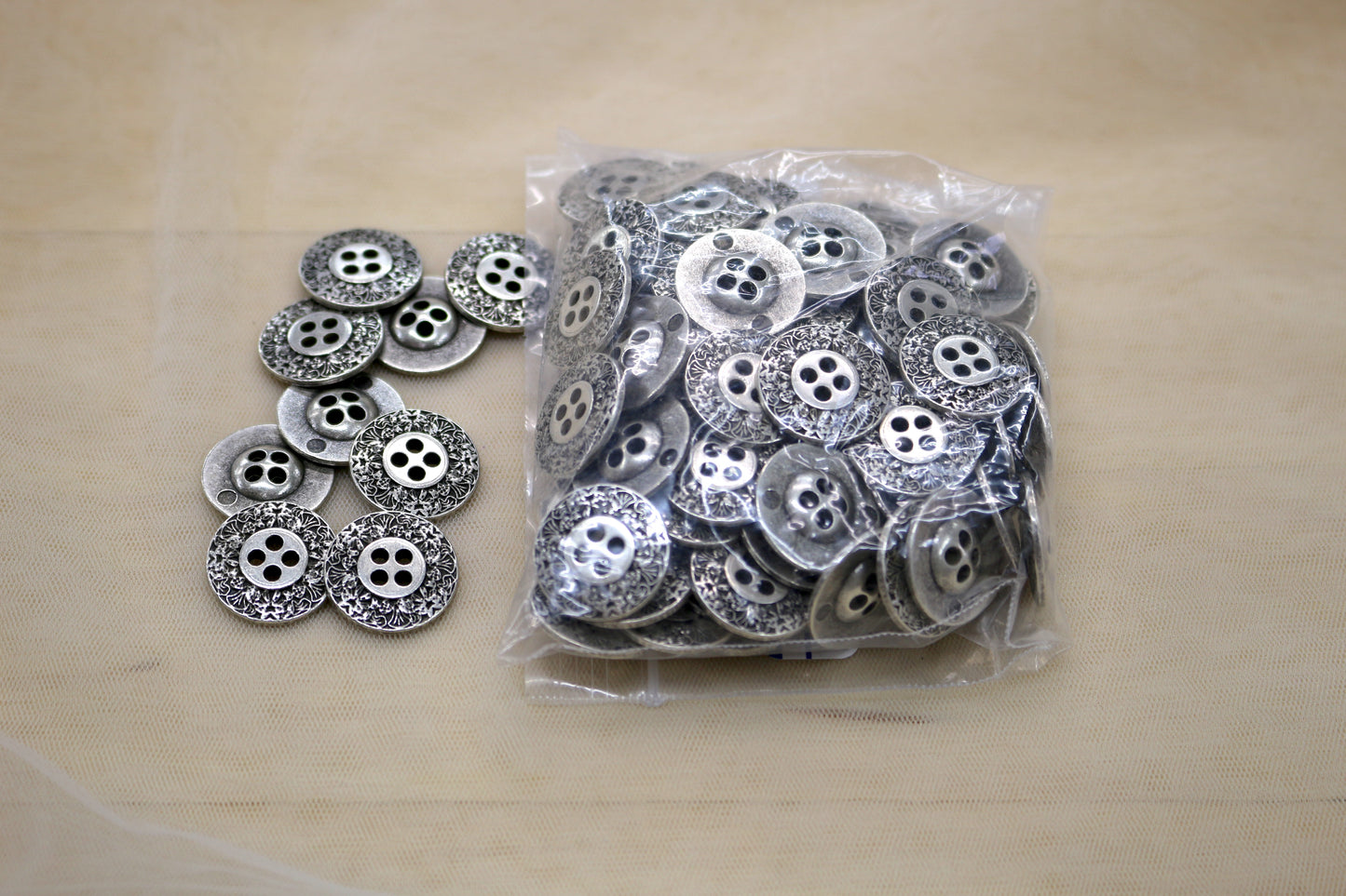 Delicate Silver-Tone Metal Buttons – 1/2 Pound Lot