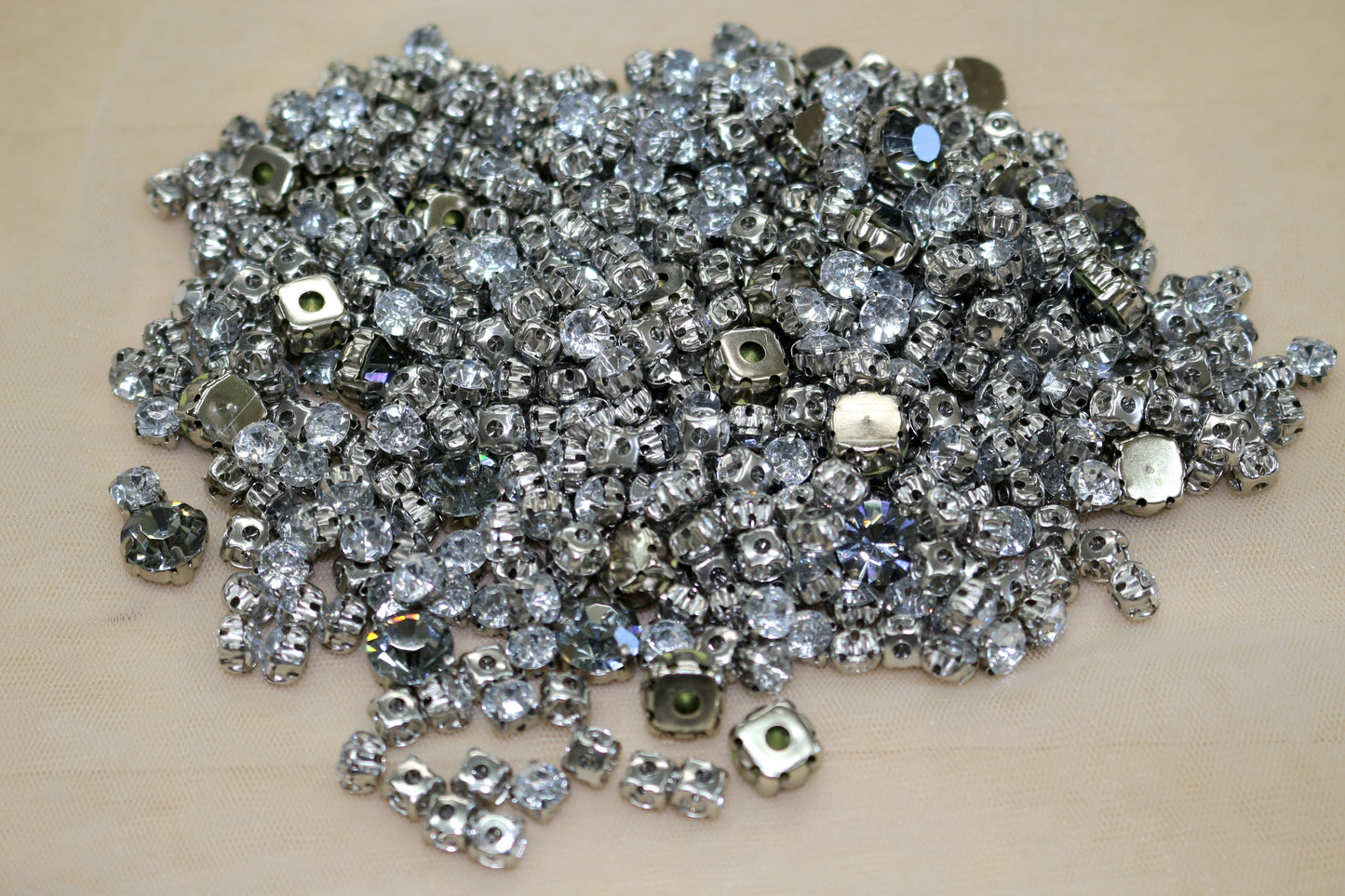 Clear Sew-On Rhinestones – Diamond Mix, Assorted Sizes