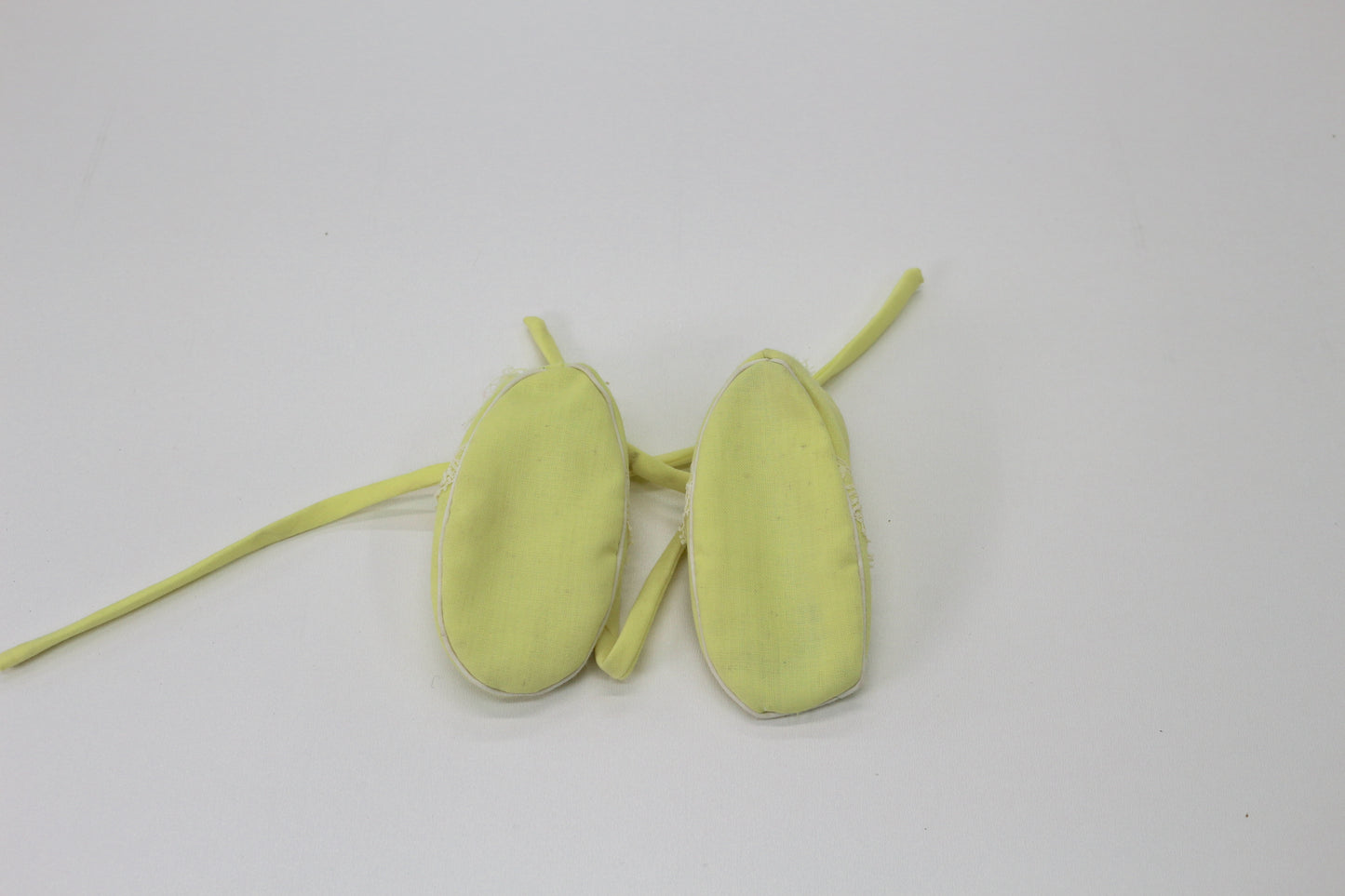 Vintage Doll Ballet Shoes – Soft Fabric Tie Shoes (Yellow)