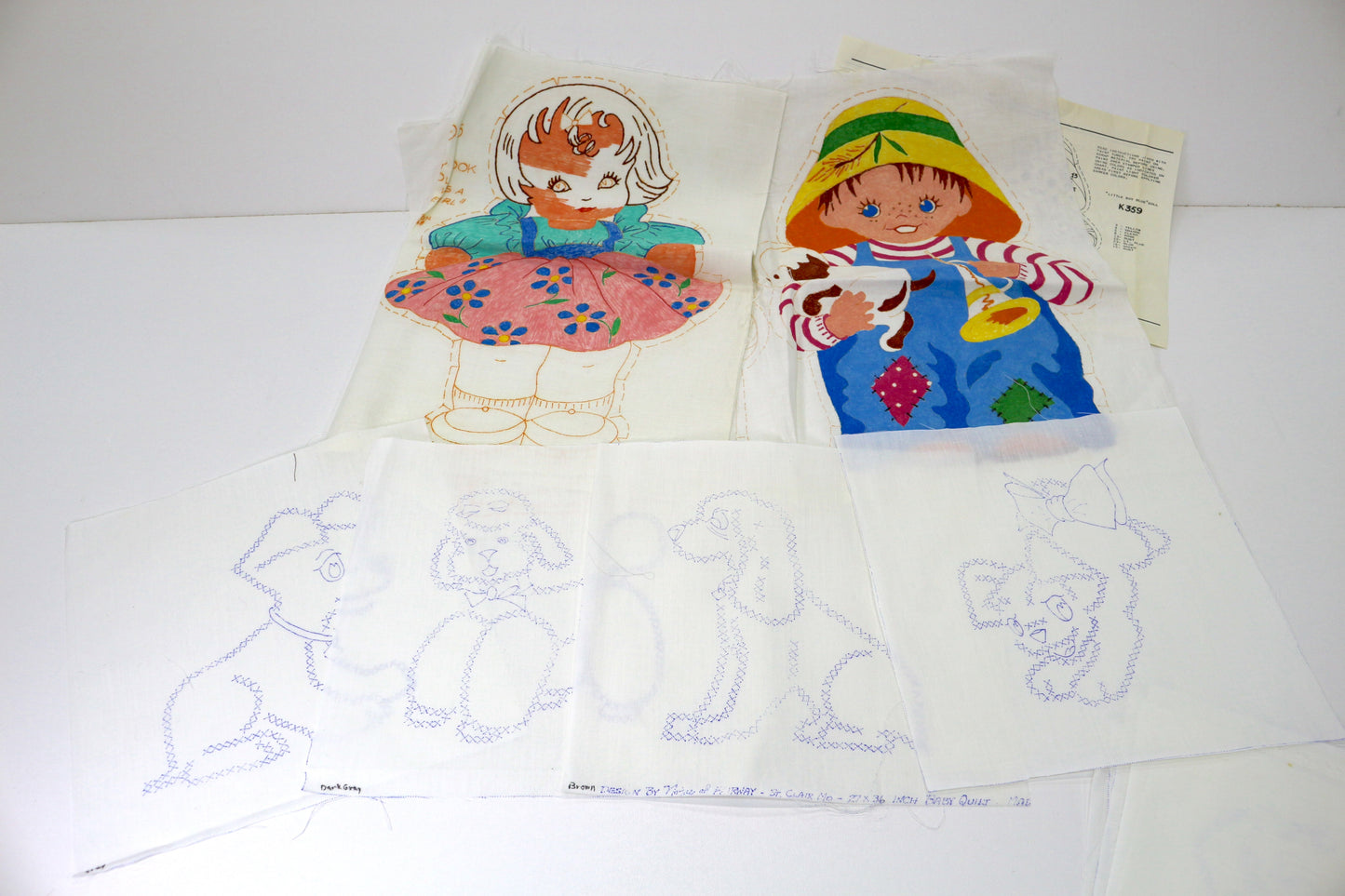 Vintage Stitchery Panel Bundle – Storybook Dolls & Animals