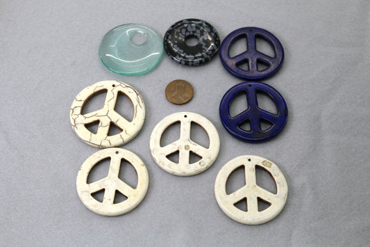 Peace Sign Pendant Bundle | Boho Jewelry Making Destash | Mixed Materials