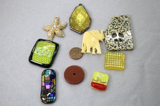 Focal Pendant Bead Bundle | Glass Stone Mixed Charms | Jewelry Making Destash