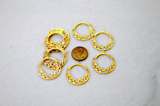 Gold Tone Filigree Circle Charms Bundle | Earring Hoops | Jewelry Making Supplies