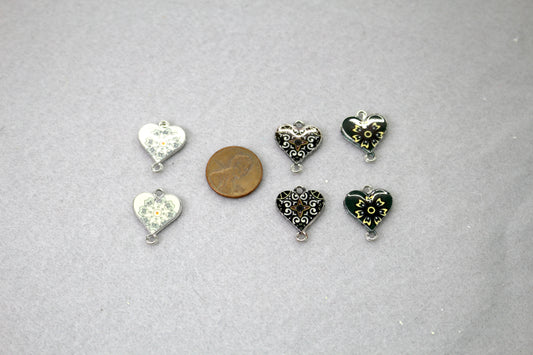 Enamel Heart Charms Bundle | Connector Charms | Jewelry Making Supplies